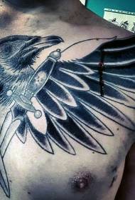 hauska musta lintu ja risti tikari tatuointi malli