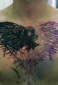 grudi polovina vrane crno-bijele tetovaže uzorak