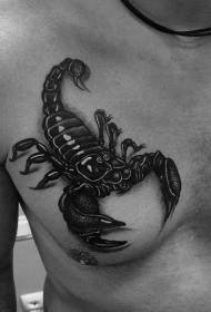 peito impresionante realista patrón de tatuaxe de escorpión en branco e negro
