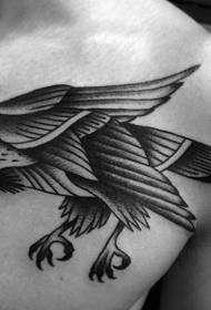 shoulder old School black grey bird tattoo pattern