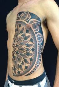 Brzuch kropka styl malowania duży kwiat tatuaż wzór