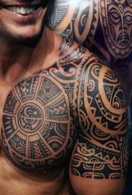 half-a gorgeous black Aztec totem tattoo pattern