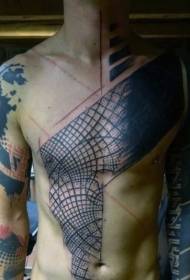 bryst og mage enkelt svart mesh dekorativt tatoveringsmønster