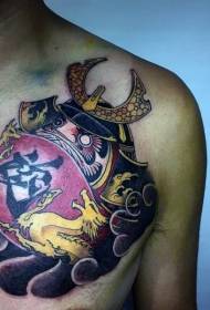 გულმკერდის იაპონური სტილის ფერი Dharma tattoo ნიმუში