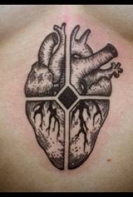 ragazze sotto il petto nero grigio punto schizzo spina Suggerimenti per immagini creative del tatuaggio del cuore