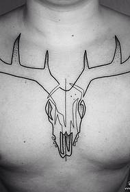 brusta cervo minimalista linio tatuaje ŝablono