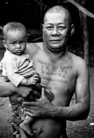 akọ àyà ọkunrin Buddhist aami tatuu ilana