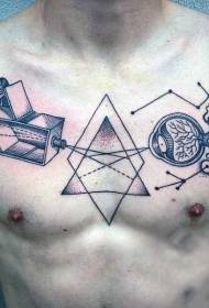 Chest Science Style Design Majini a Mtundu Wakuda wa tattoo