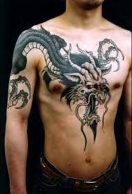 mudellu di tatuaggio di drago neru pettural