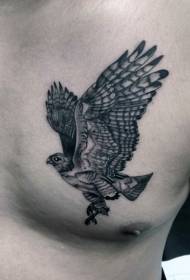 krūtīs melns personības lidojošā ērgļa tetovējums