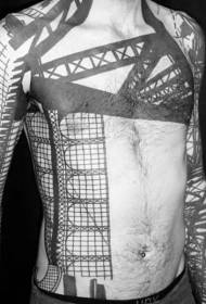 patrón de tatuaje de construcción negro para la personalidad del pecho y el brazo