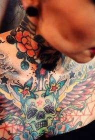 Këscht Mexikanesch traditionell FaarfschädelWings mat Schmetterling Alfabet Tattoo Muster