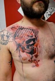 borstkleur schedel dot decoratief tattoo patroon