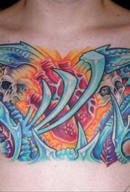 Crani de serp al pit patró de tatuatge mecànic pintat