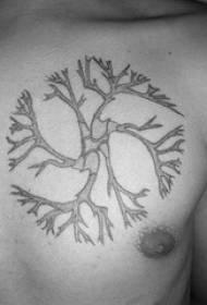 rinnassa pyöreä kasvu puu tatuointi malli