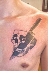 Tatuaggio petto maschio maschio pugnale pettorale e immagini di tatuaggi teschio