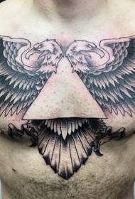 brystet svart og hvit ørn med to tatoveringer i hodet