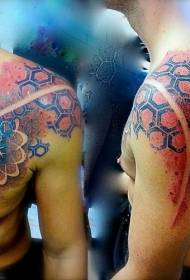 shoulder color geometric combination pattern personality tattoo pattern