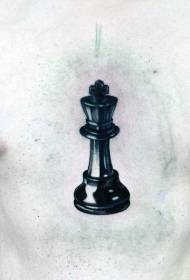 胸部黑色現實棋子紋身圖案