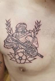 Dječaci vojnih tetovaža škrinje slike vojnih i biljnih tetovaža