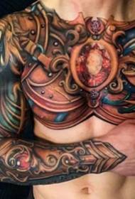 Blummen Këscht Tattoo - eng Grupp vu männlechen dominéierend grousse Blummen Këscht Tattoo Muster funktionnéiert