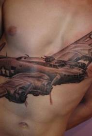 culoarea realistă a abdomenului Model de tatuaj mare bombardier