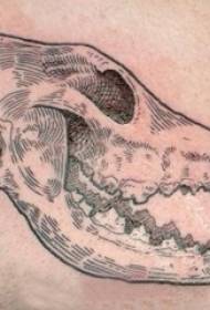 niño pecho punto negro espina línea simple horror animal cráneo tatuaje foto