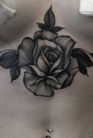 bröst sexig punkt torn ros tatuering mönster