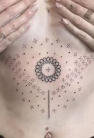 pit nena negre línia simple abstracte creatiu flor de tatuatge