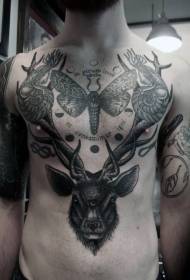 chest black and white various animal tattoo designs
