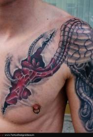 ib nrab armor xim dawb txhua yam thiab lub plawv tattoo qauv