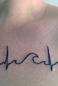 Hrudník jedinečný čierny tetovací vzor EKG