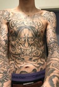 Prajna Mask Tattoo Boys გულმკერდის შავი გულმკერდის Prajna Tattoo Picture