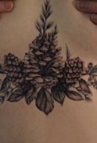 rapazas baixo o tatuaje no peito baixo a foto de tatuaje de planta negra negra