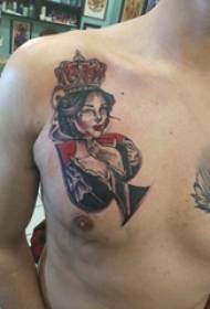 Pik modèl tatoo gason pwatrin sou pèl la ak karaktè foto tatoo