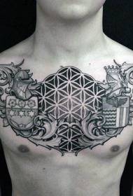 chest black ash Celtic style badge tattoo pattern
