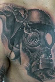 Prsten crno sivi stil slomljen uzorak tetovaža gas maske