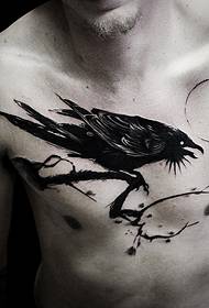 modello di tatuaggio maschio corvo inchiostro petto petto