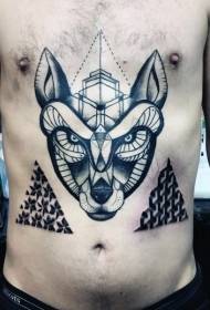 bryst mystisk svart fantasy ulv med smykker tatoveringsmønster