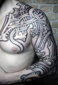Sumbanan sa Tribal Totem Dragon Tattoo alang sa Laso ug Pagkamatuud sa Chest