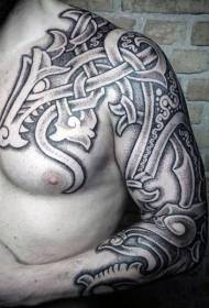 Totem tribale del tatuaggio del drago per personalità del braccio e del torace
