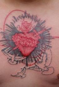 боја на градите мистериозна шема на тетоважа со меур во форма на срце