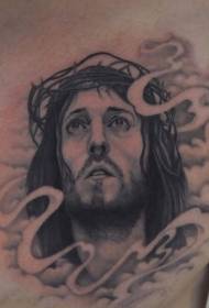 Mga Katangian sa Dibdib ng Lalaki na Jesus Head Tattoo Pattern