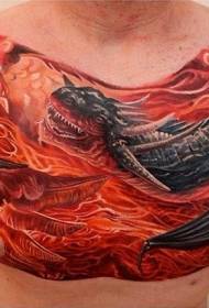 mellkas nagy szemléltető fantázia sárkány főnix tetoválás minta