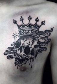 braccio teschio nero con motivo tatuaggio corona