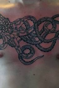 Modello di tatuaggio polpo semplice linea nera sul petto
