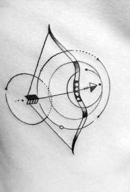 side rib simple black bow at round tattoo pattern