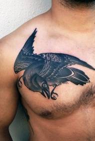 patrón de tatuaxe de corvo gris con aspecto negro