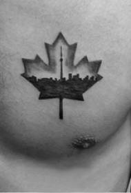 maple leaf tattoo figure lalaki dibdib itim maple leaf tattoo larawan