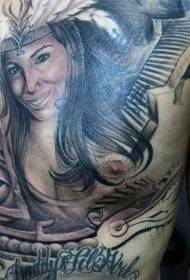 Faʻailoga manulele uliuli ma paʻeʻeʻeʻe fafine faʻataʻitaʻiga ma le mamanu o le tattooina o le malumalu